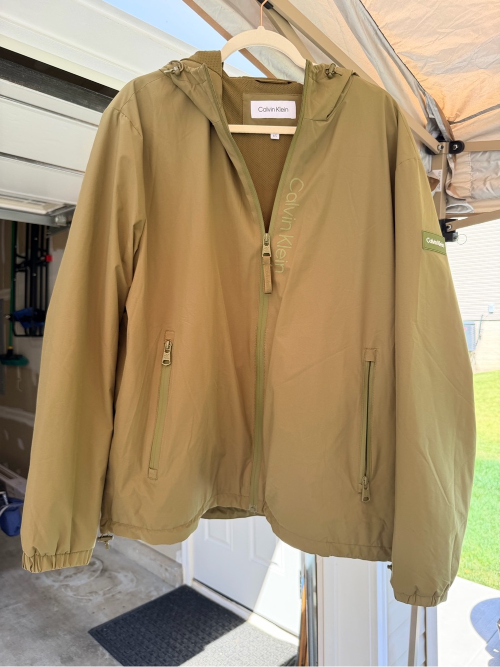 Calvin Klein Olive Hooded Windbreaker Jacket